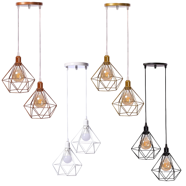 Duplo Pendente Luminária Diamante