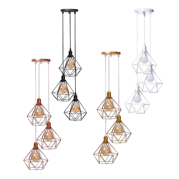 Triplo Pendente Luminária Diamante