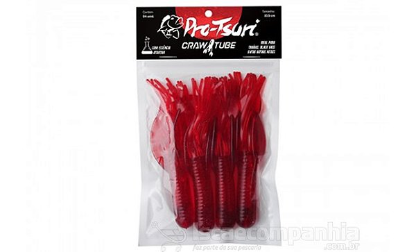 Isca Pro-Tsuri Craw Tube Vermelho com 4 unidades