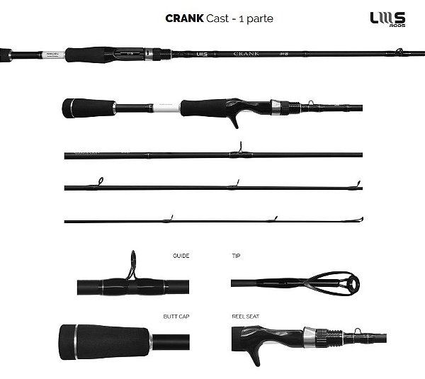 Vara Lumis Crank Cast 5'8" (1,73m) 10-25 libras CRKC58251 (Inteiriça) para Carretilha