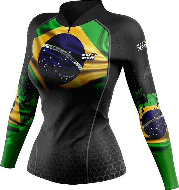 Camiseta de Proteção Solar Mar Negro Feminina Premium Brasil 1