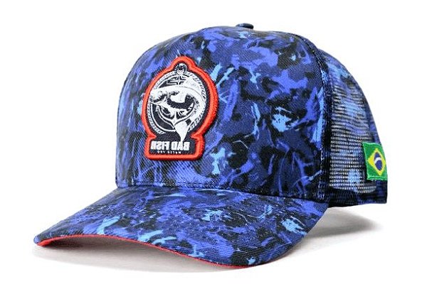 Boné Trucker Bad Fish Cor 710 Azul Camuflado