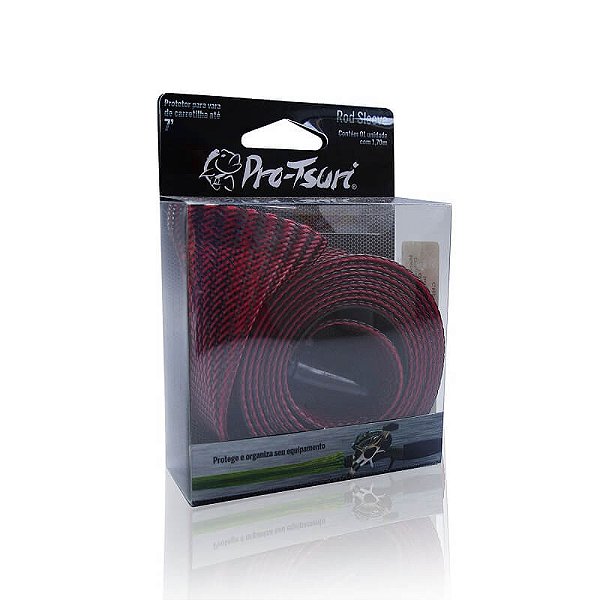 Protetor para Varas de Carretilha Pro-Tsuri Rod Sleeve 1,7 m x 3 cm Cor Vermelho e Preto