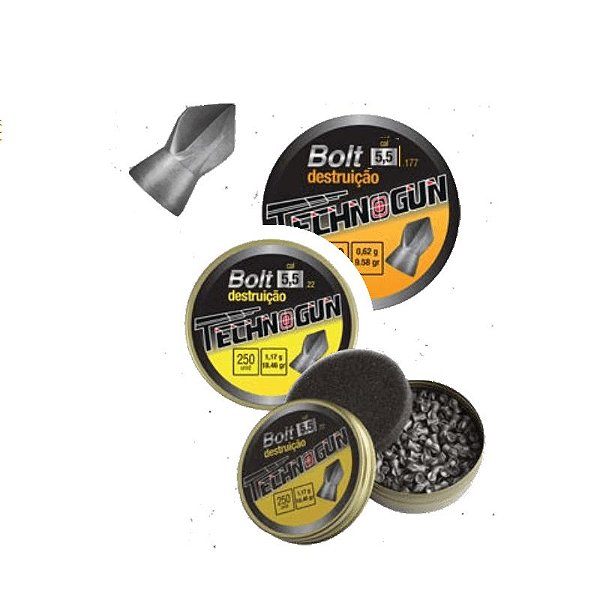 Chumbinho Technogun Bolt "Destruição" 5,5mm Blister com 250 Unidades
