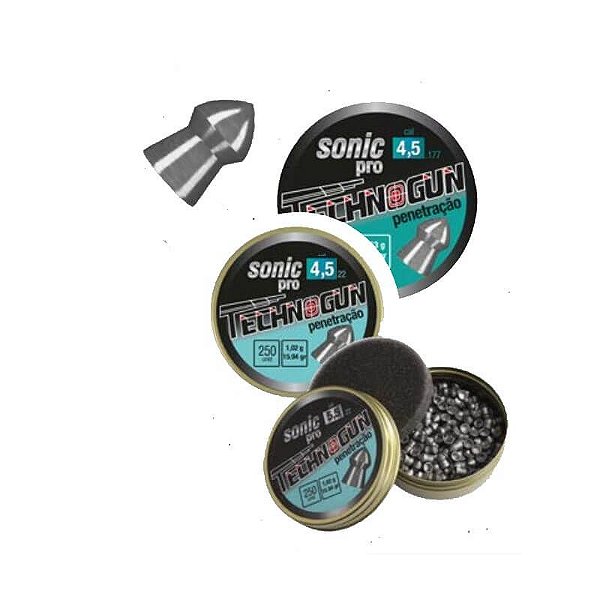 Chumbinho Technogun Sonic Pró "Penetração" 4,5mm Blister com 250 Unidades