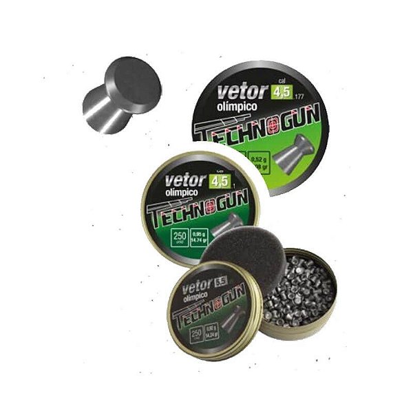 Chumbinho Technogun Vetor "Olímpico" 4,5mm Blister com 250 Unidades
