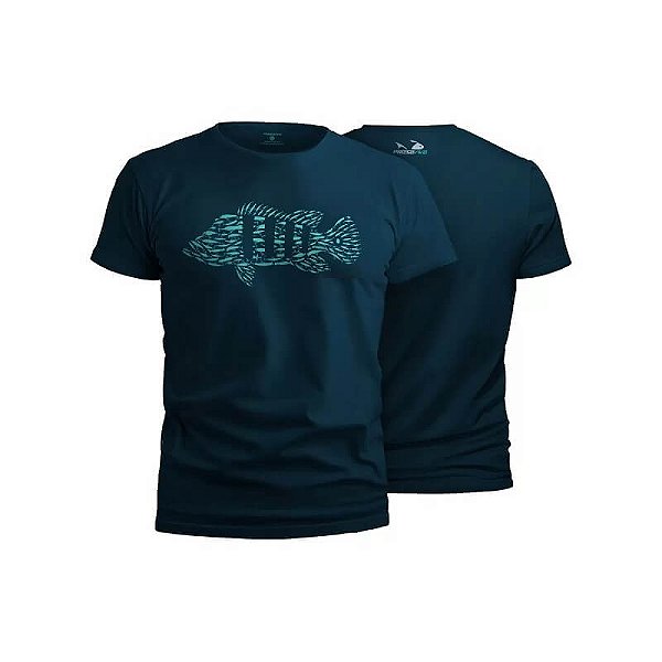 Camiseta Casual Presa Viva - Tucuna Bait - Azul Marinho