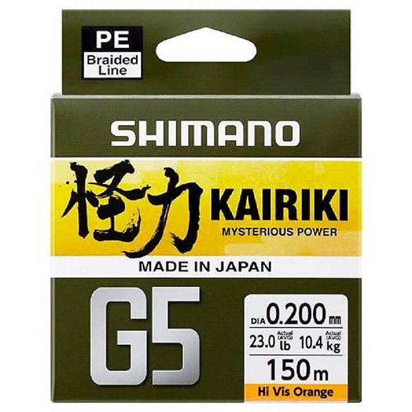 Linha Multifilamento Shimano Kairiki G5 - 150 mt - Laranja
