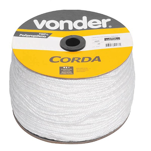 Corda Multifilamento Trançada Vonder 8,0 mm Branca (Vendida por metro)