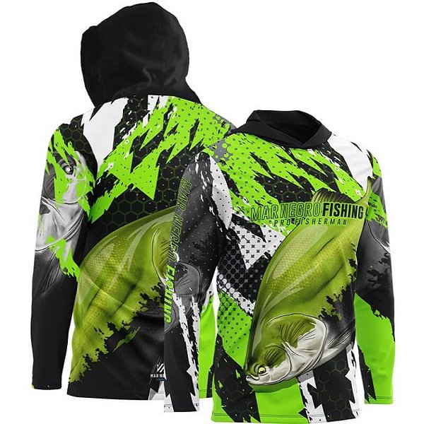 Camiseta Mar Negro Subl X Protection Capuz Masculina - Tambaqui -