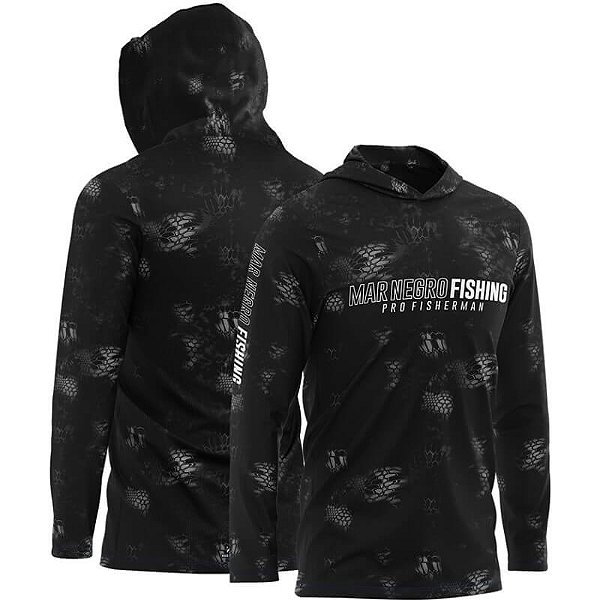 Camiseta Mar Negro Subl X Protection Capuz Masculina - Black -