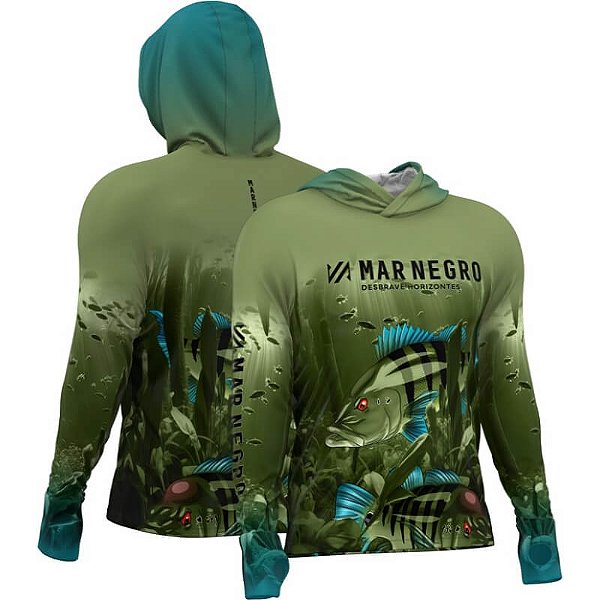 Camiseta Mar Negro Subl X Protection Capuz Masculina - Tucuna Family -