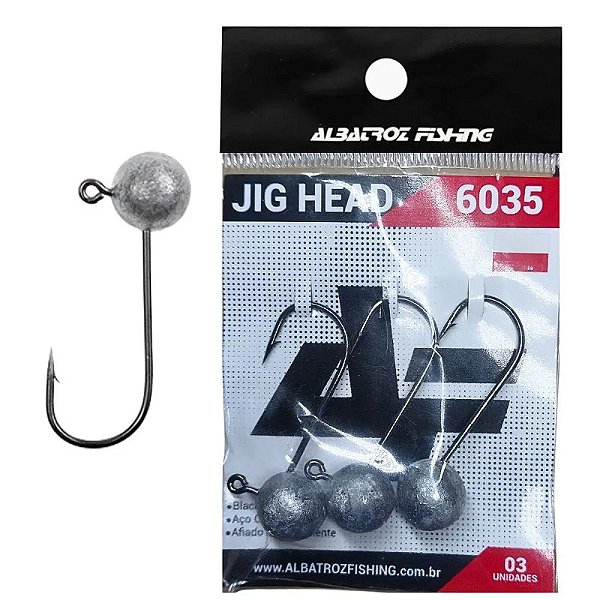 Anzol Albatroz Jig Head 6035 Black Nickel Pacote com 3 Unidades