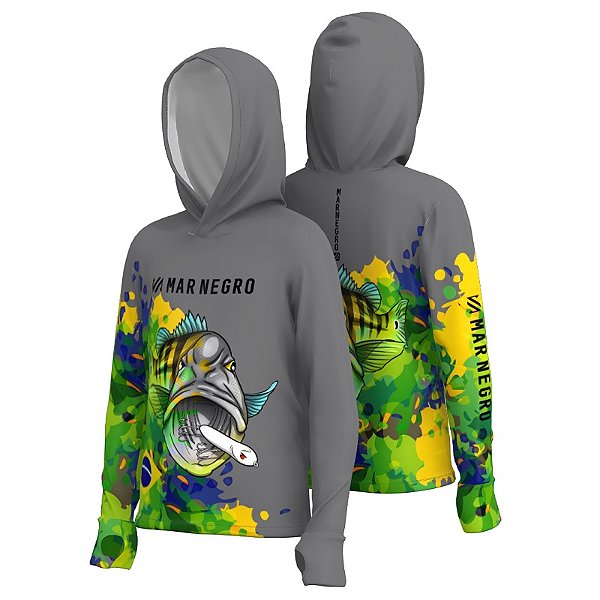Camiseta Mar Negro Infantil Capuz X Prot Subl - Aquarela -