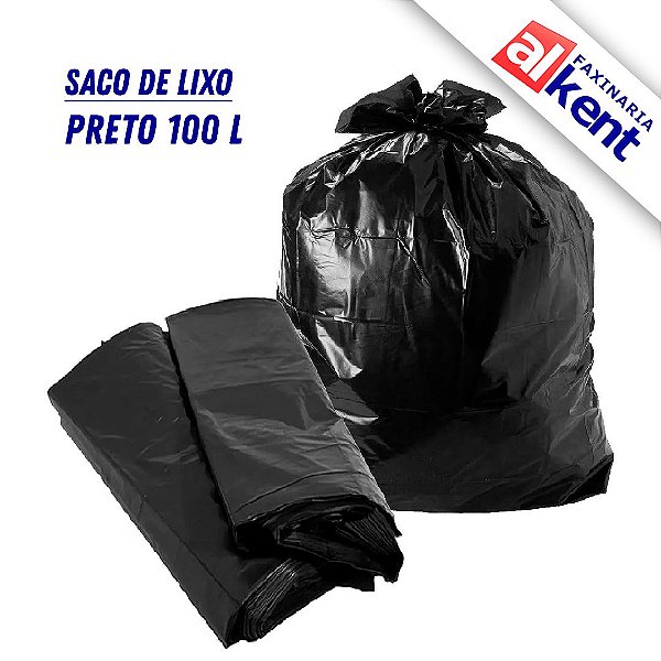 Saco de Lixo Preto 100L 80x90 (100 unidades)