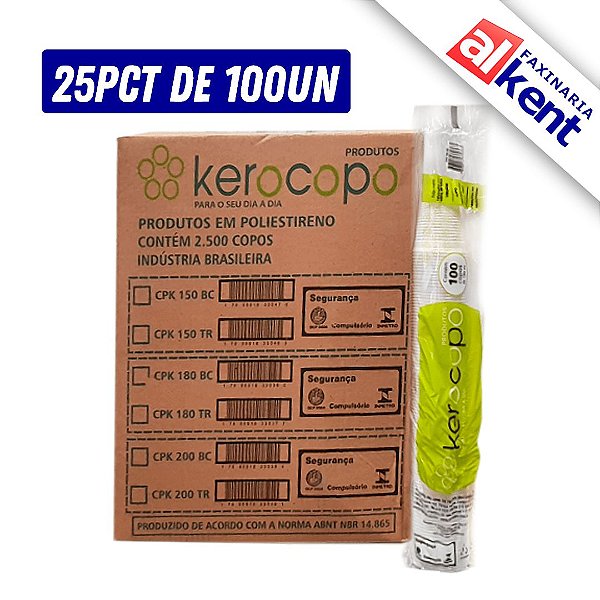 Copo Plástico Descartável PS KEROCOPO 180ml - Caixa com 2.500 unidades