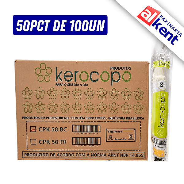 Copo Plástico Descartável PS KEROCOPO 50ml - Caixa com 2.500 unidades