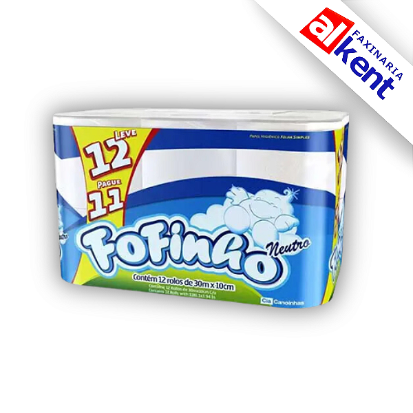 Papel Higiênico Fofinho FS Folha Simples Pacote (12 rolos - 30m)