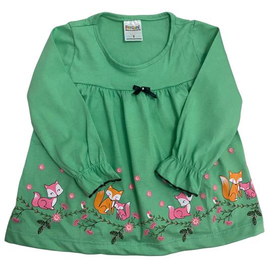 Blusa infantil raposinha verde