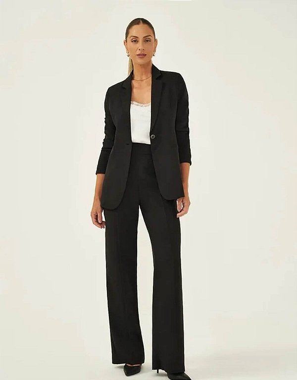 Blazer Alfaiataria Preto Botões Dourados