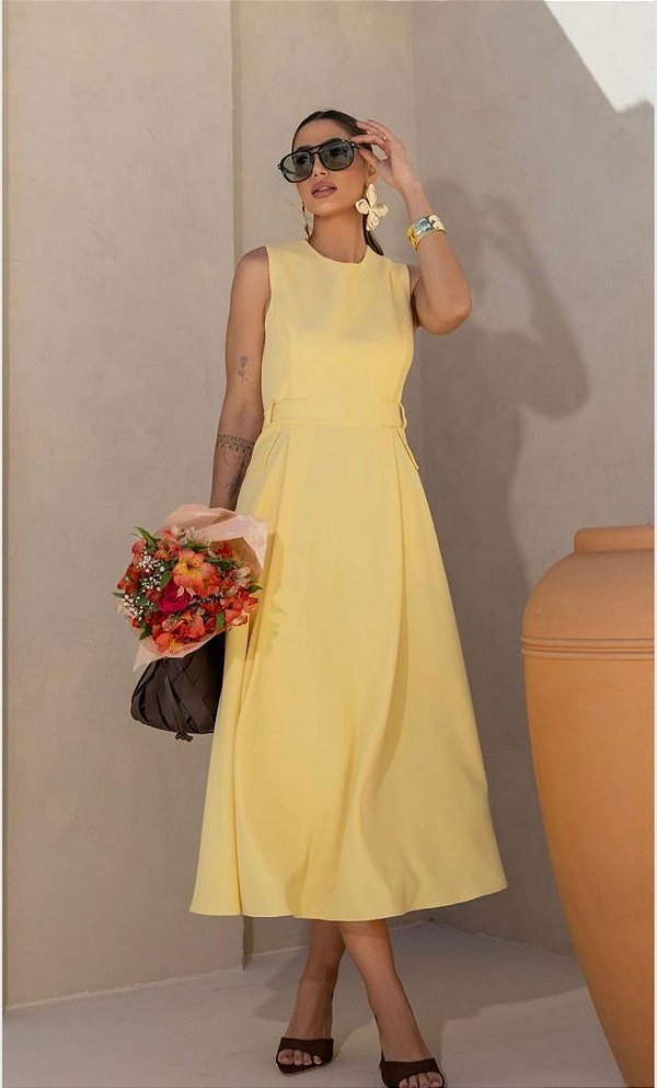 Vestido Alfaiataria Cinto Lateral