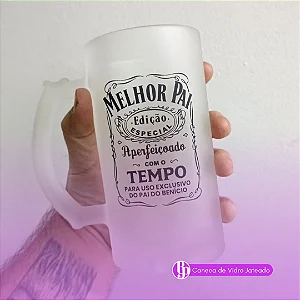 Caneca de Chopp - Vidro Jateado Incolor - 500ml