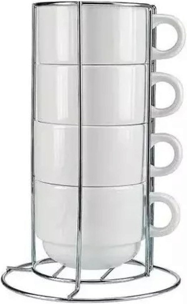 Kit 4 canecas 180ml + Suporte