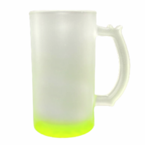 Caneca de Chopp - Vidro Jateado Base Colorida - 500ml