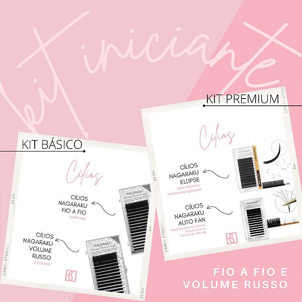 Kit iniciante para extensão de cílios fio a fio e volume russo