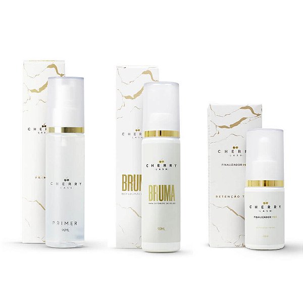 Kit retenção para extensão de cílios - bruma + primer + finalizador pro - Cherry lash