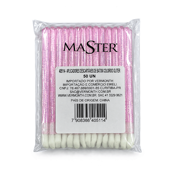 Pincel Aplicador de Batom Descartável Master Glitter – 50 Unidades