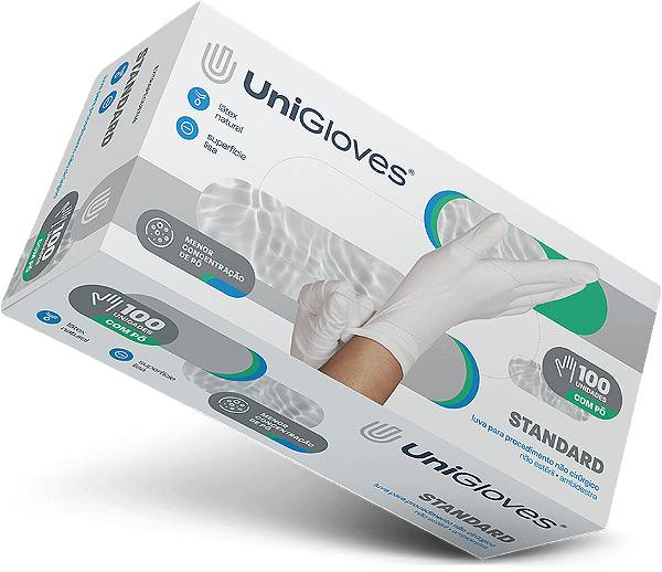 Luva descartavel em látex Standard (com pouco pó) UniGloves