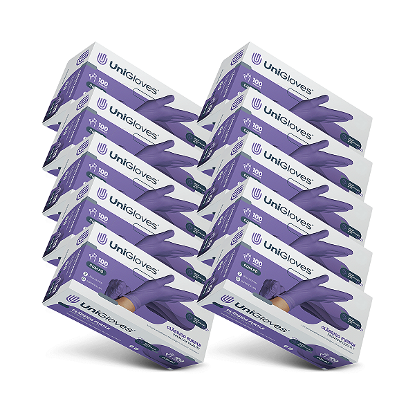 Luva descartavel em látex roxo purple (pouco pó) UniGloves 1000un