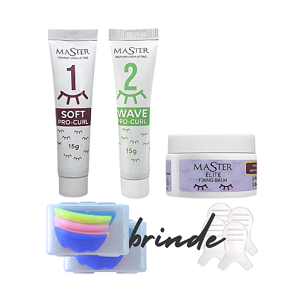 kit Master Soft curl passo 1 + Wave curl passo 2 + Fixing balm + Brinde