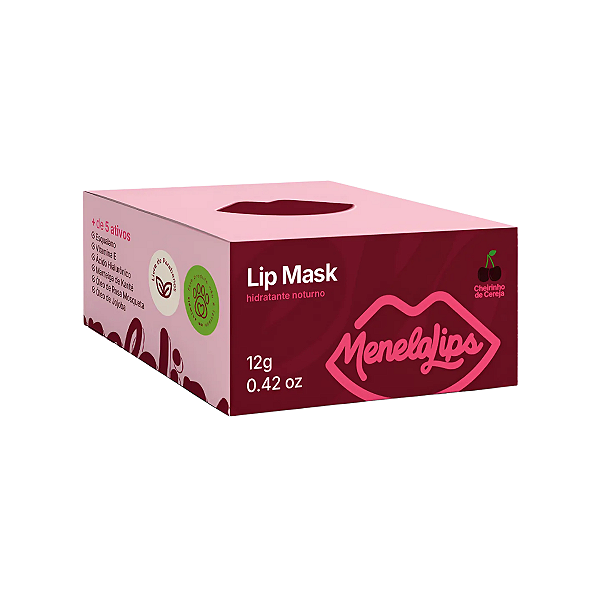 Lip Mask MenelaLips Menela 12g — Máscara Labial Hidratante Noturna com Ácido Hialurônico e Rosa Mosqueta