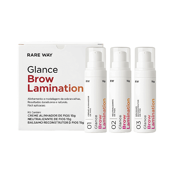 Kit Glance Brow Lamination Rare Way 15g cada passo — Alinhamento e Reconstrução de Sobrancelhas