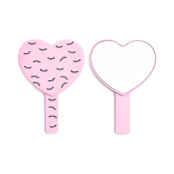 Espelho de Mão Coração para Extensão de Cílios — Tamanho Grande com Aste16,