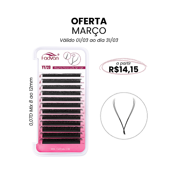 Cílios Fadvan Y 0,07D Mix 8 ao 12mm (Oferta de março)