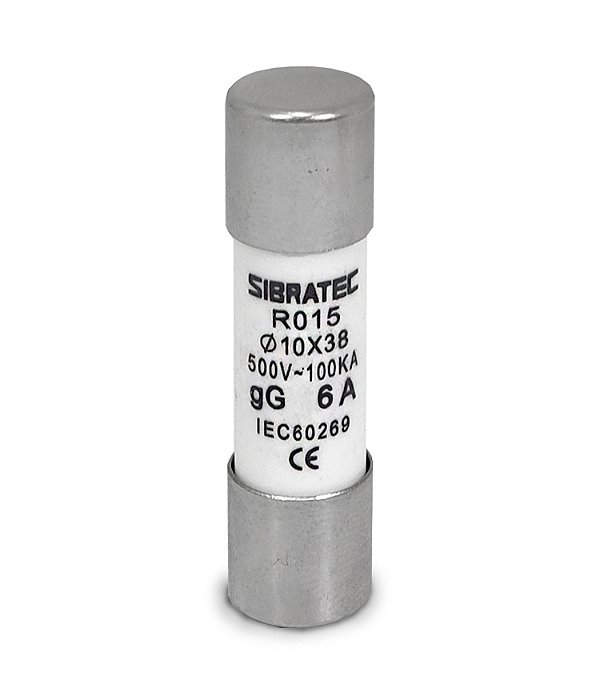 Fusível tipo Cartucho Retardado GG RO15 de 6A 500V 100KA 10x38mm