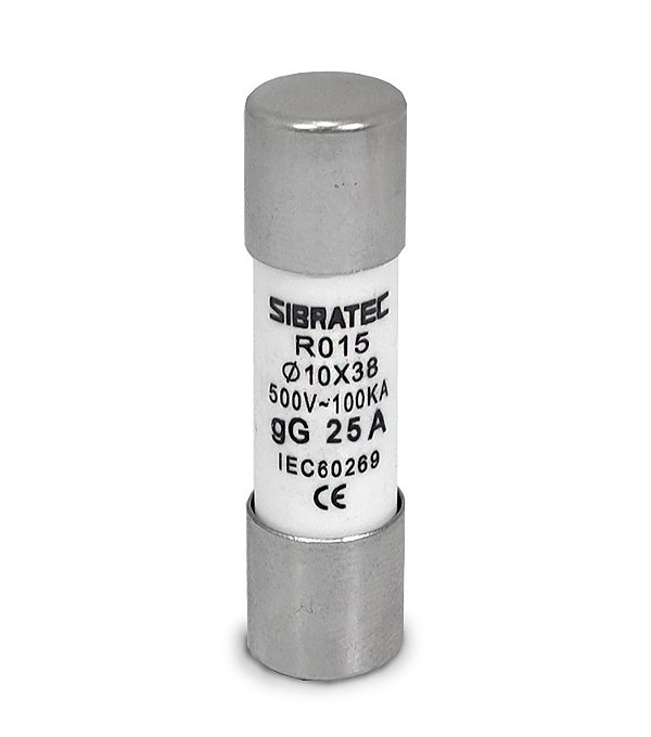 Fusível tipo Cartucho Retardado GG RO15 de 25A 500V 100KA 10x38mm