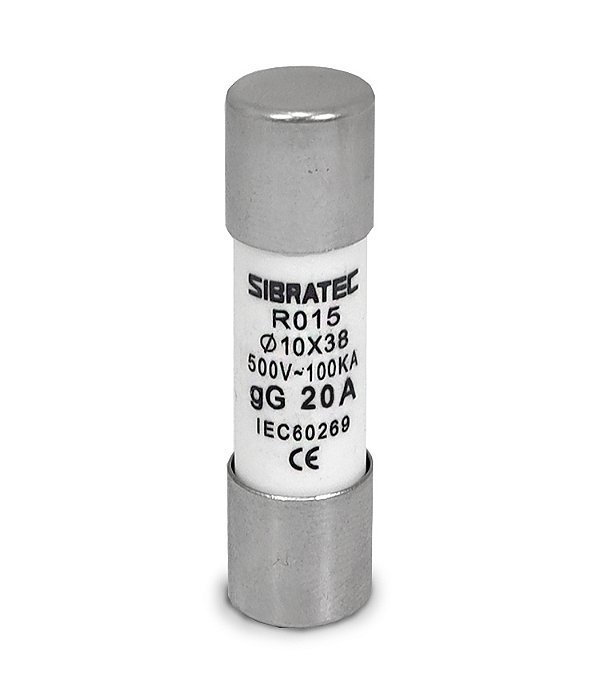 Fusível tipo Cartucho Retardado GG RO15 de 20A 500V 100KA 10x38mm