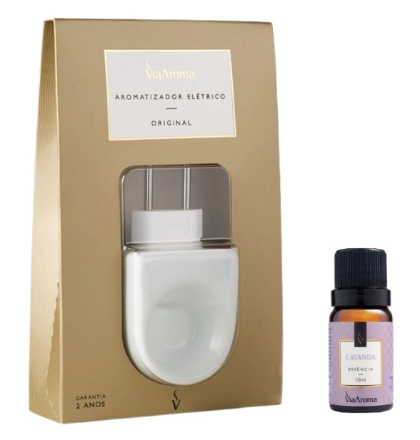 Kit Aromatizador Elétrico Original mais 1 Essência Via Aroma - Lavanda