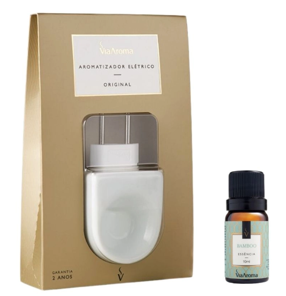 Kit Aromatizador Elétrico Original mais 1 Essência Via Aroma - Bamboo