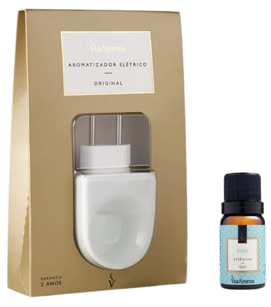 Kit Aromatizador Elétrico Original mais 1 Essência Via Aroma - Baby