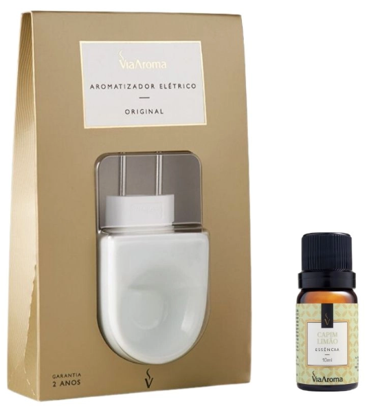 Kit Aromatizador Elétrico Original mais 1 Essência Via Aroma - Capim Limão
