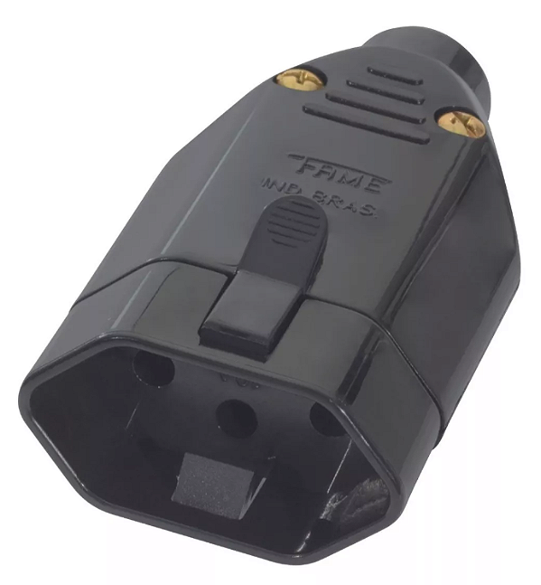 Plug Tomada Fêmea 2p + T 10a Preto C/ Trava Fame 2146