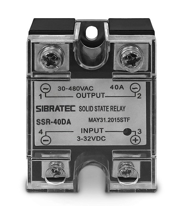 RELÉ DE ESTADO SÓLIDO MONOFÁSICO SSR-40DA 40A CONTROLE = 3~32VCC – CONTATO (40A) = 30~480VCA