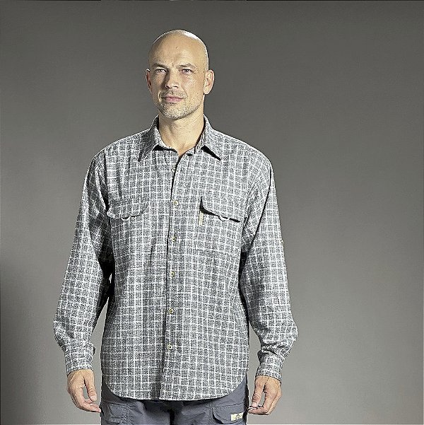 Camisa de Flanela Xadrez Masculina com Proteção Solar UV 30+