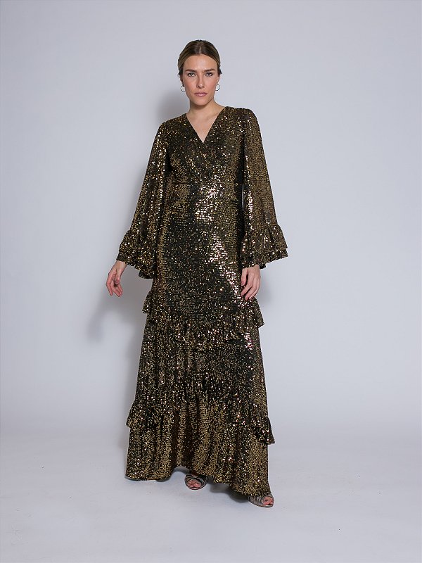 Vestido Cloe Paetê | Dourado
