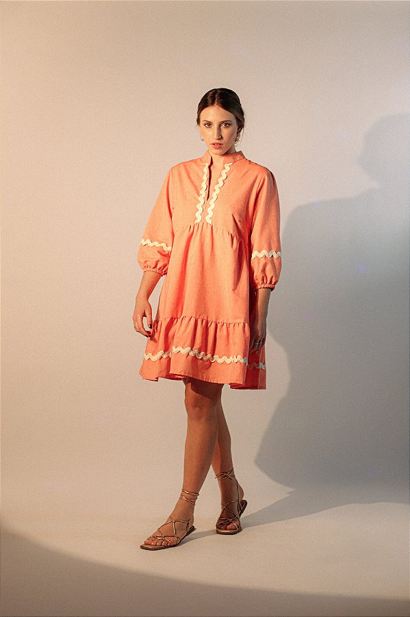 Vestido Linho Malta | Salmão